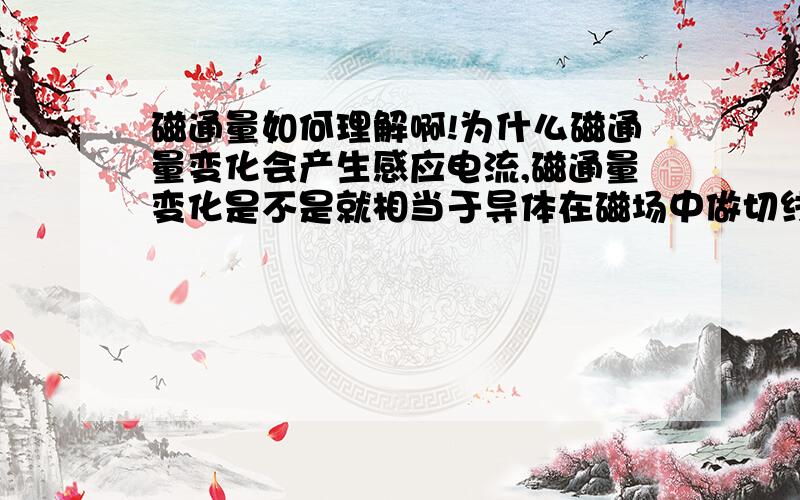 磁通量如何理解啊!为什么磁通量变化会产生感应电流,磁通量变化是不是就相当于导体在磁场中做切线运动.请说明下磁通量?