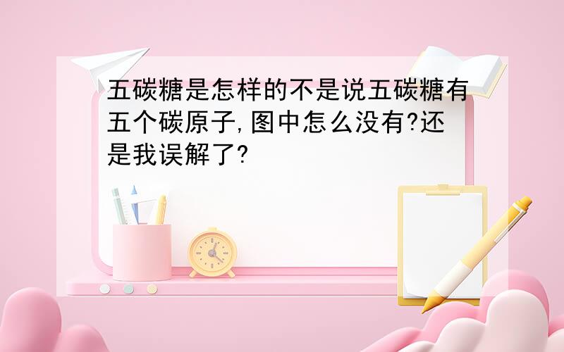 五碳糖是怎样的不是说五碳糖有五个碳原子,图中怎么没有?还是我误解了?