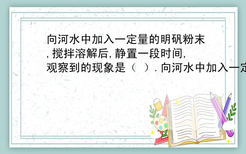 向河水中加入一定量的明矾粉末,搅拌溶解后,静置一段时间,观察到的现象是（ ）.向河水中加入一定量的明矾粉末,搅拌溶解后,静置一段时间,观察到的现象是（ ）.