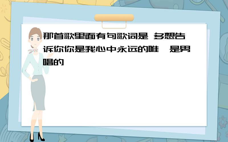 那首歌里面有句歌词是 多想告诉你你是我心中永远的唯一是男唱的