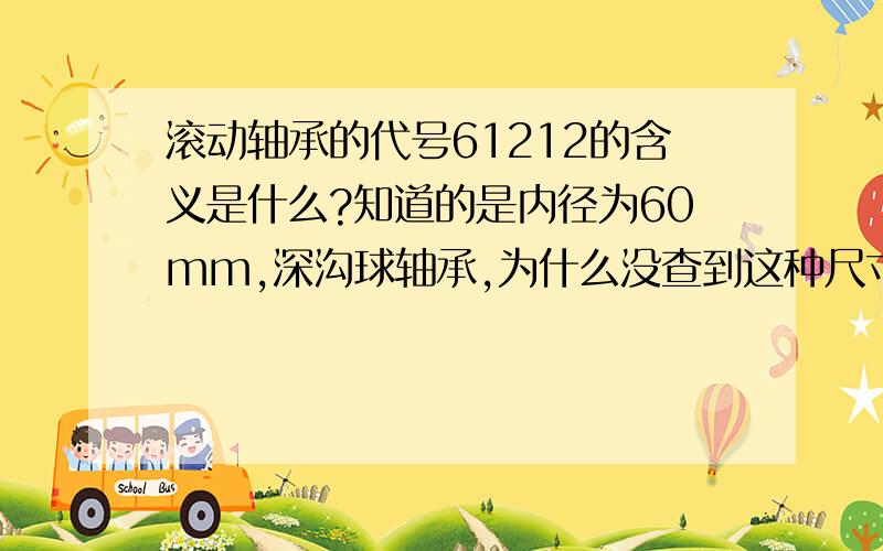 滚动轴承的代号61212的含义是什么?知道的是内径为60mm,深沟球轴承,为什么没查到这种尺寸系列代号,还是我查的手册不全?