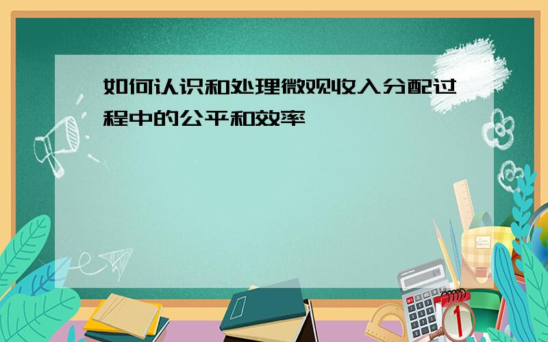 如何认识和处理微观收入分配过程中的公平和效率