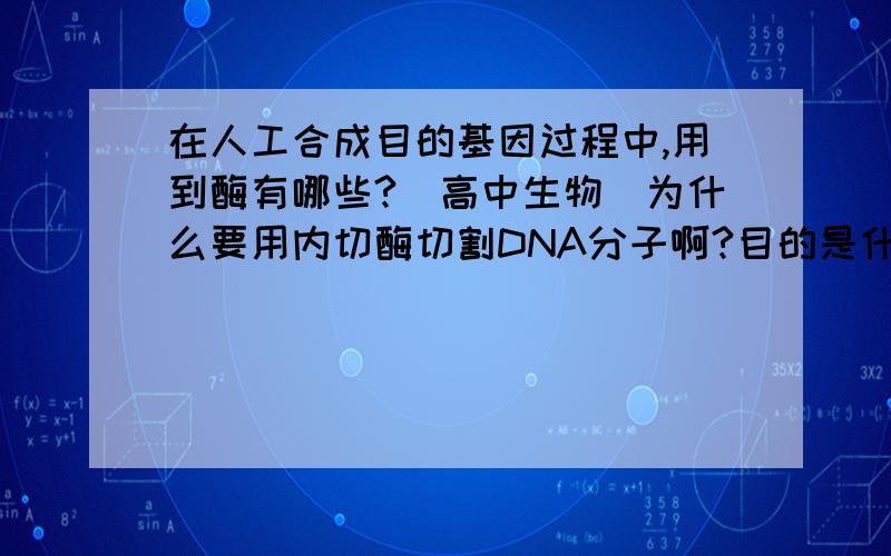 在人工合成目的基因过程中,用到酶有哪些?(高中生物)为什么要用内切酶切割DNA分子啊?目的是什么?