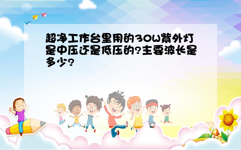 超净工作台里用的30W紫外灯是中压还是低压的?主要波长是多少?