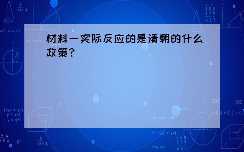 材料一实际反应的是清朝的什么政策?