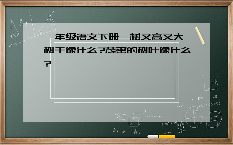 一年级语文下册櫆树又高又大,树干像什么?茂密的树叶像什么?