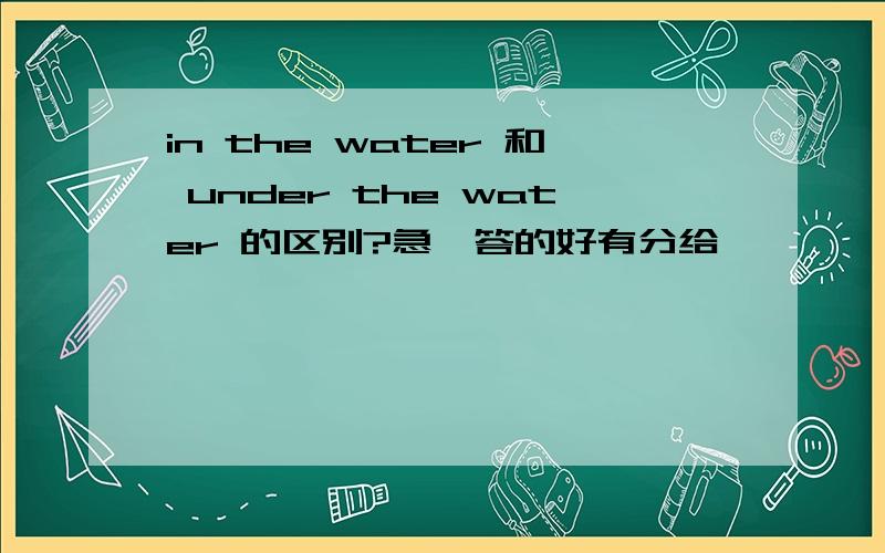 in the water 和 under the water 的区别?急,答的好有分给