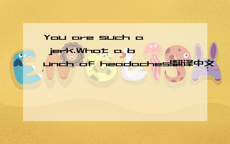 You are such a jerk.What a bunch of headaches!翻译中文