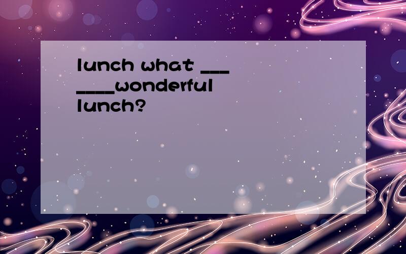 lunch what _______wonderful lunch?