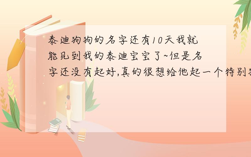 泰迪狗狗的名字还有10天我就能见到我的泰迪宝宝了~但是名字还没有起好,真的很想给他起一个特别独特好听的名字~叠字的名字不要,还有什么托尼,jake ,peter这种极常见的不要~还有复制一大篇