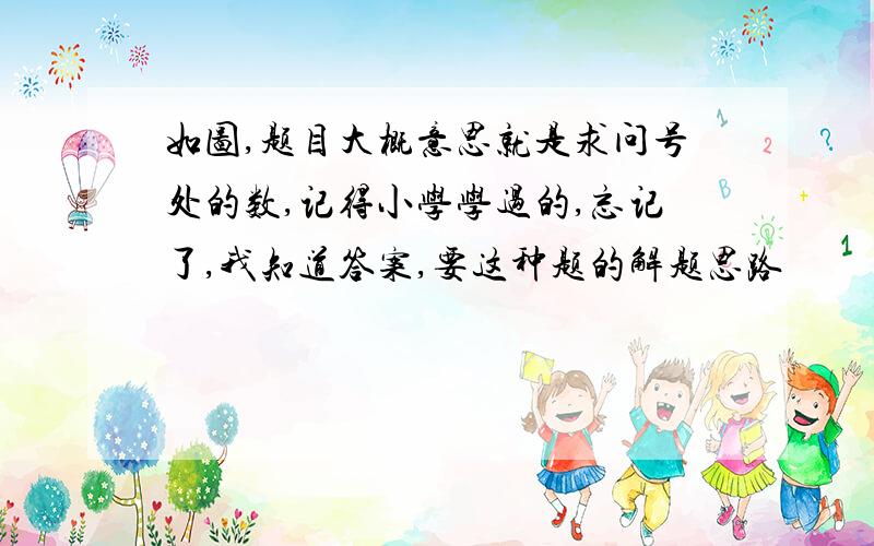 如图,题目大概意思就是求问号处的数,记得小学学过的,忘记了,我知道答案,要这种题的解题思路