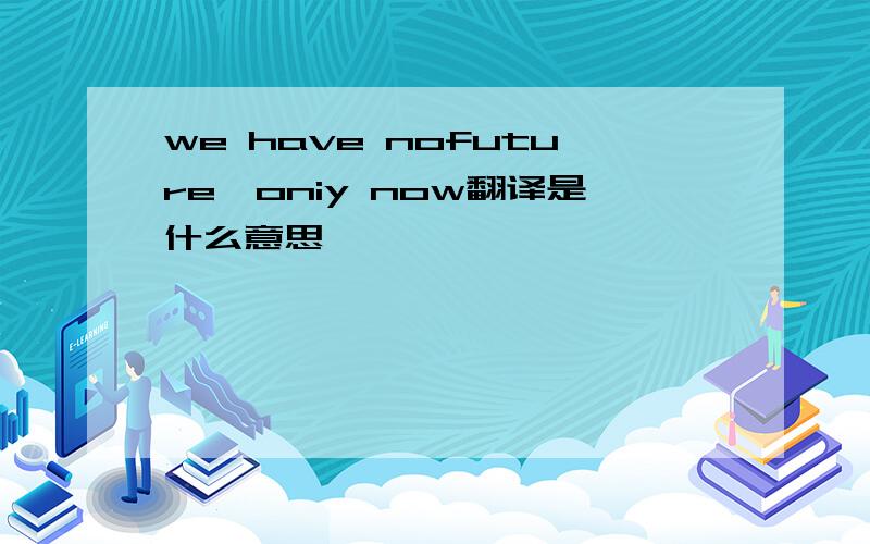 we have nofuture,oniy now翻译是什么意思