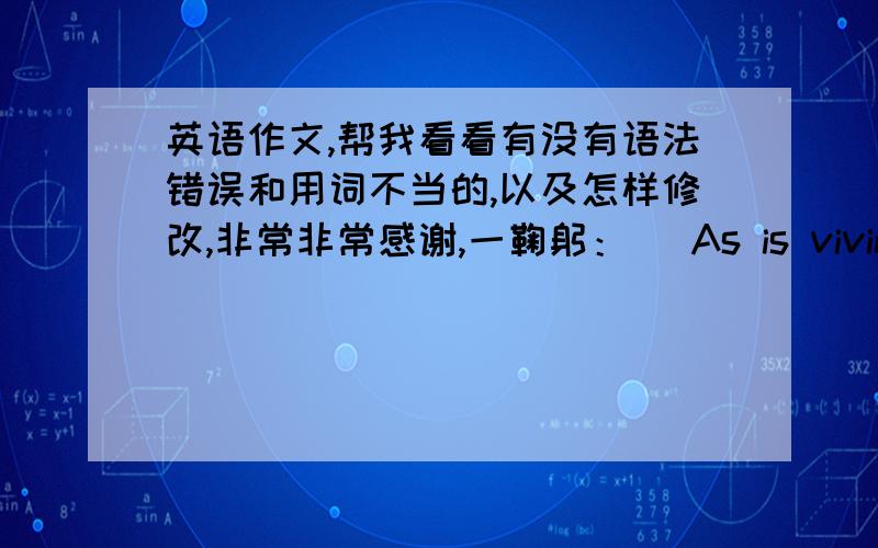 英语作文,帮我看看有没有语法错误和用词不当的,以及怎样修改,非常非常感谢,一鞠躬：） As is vividly demonstrated in the picture above,the Internet is a spider web of thousands of networks,linking schools,universities,