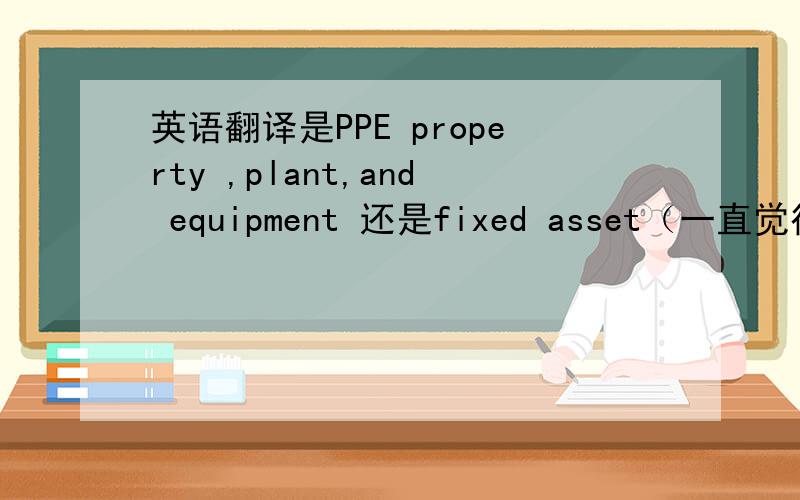 英语翻译是PPE property ,plant,and equipment 还是fixed asset（一直觉得是这个）我在有的地方看到了前者,到底是哪个?