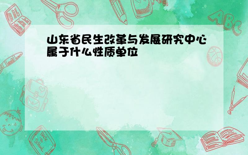 山东省民生改革与发展研究中心属于什么性质单位