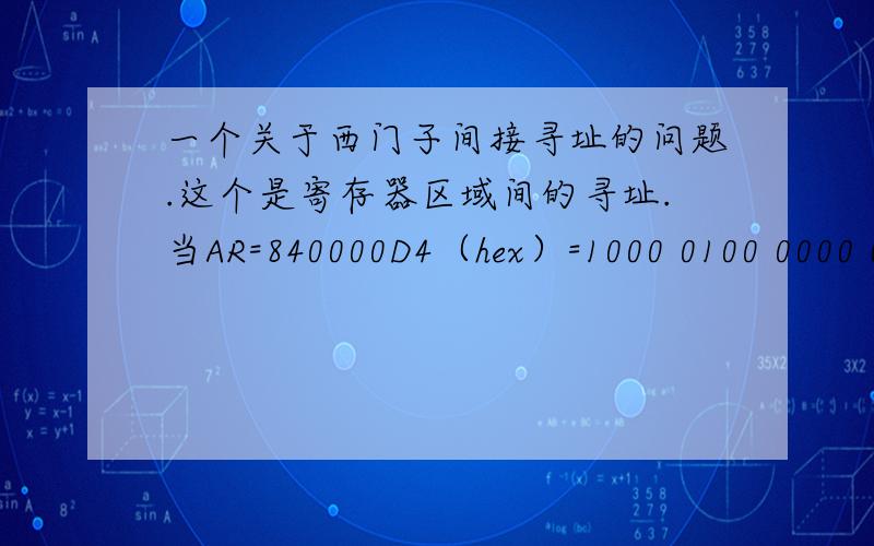 一个关于西门子间接寻址的问题.这个是寄存器区域间的寻址.当AR=840000D4（hex）=1000 0100 0000 0000 0000 0000 1101 0100（b）,实际上就是等于DBX26.4.这个是怎么得出来的饿