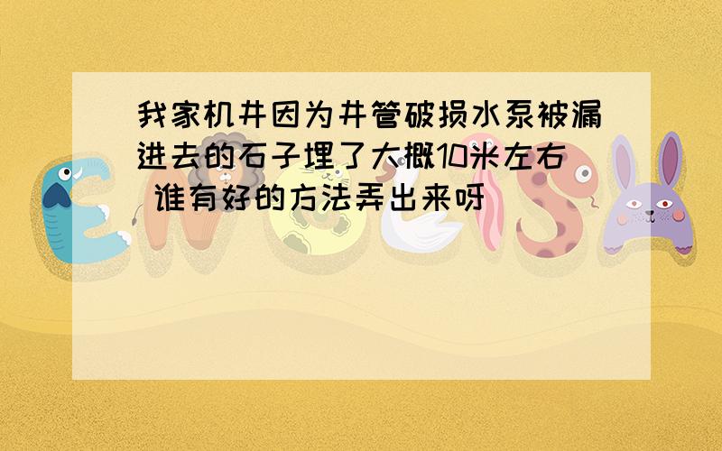 我家机井因为井管破损水泵被漏进去的石子埋了大概10米左右 谁有好的方法弄出来呀