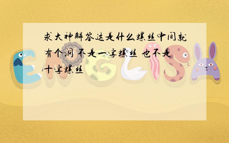 求大神解答这是什么螺丝中间就有个洞 不是一字螺丝 也不是十字螺丝