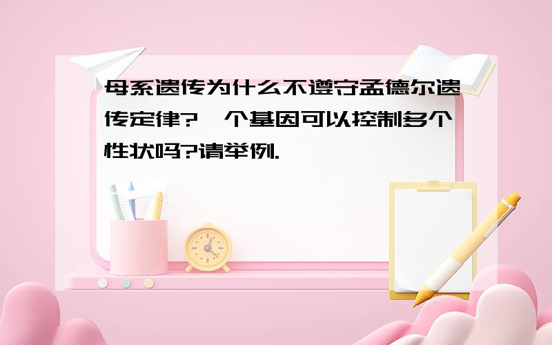 母系遗传为什么不遵守孟德尔遗传定律?一个基因可以控制多个性状吗?请举例.