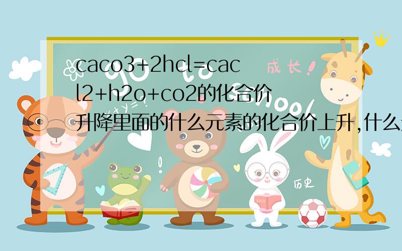 caco3+2hcl=cacl2+h2o+co2的化合价升降里面的什么元素的化合价上升,什么元素的化合价下降