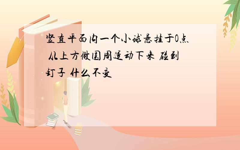 竖直平面内一个小球悬挂于O点 从上方做圆周运动下来 碰到钉子 什么不变