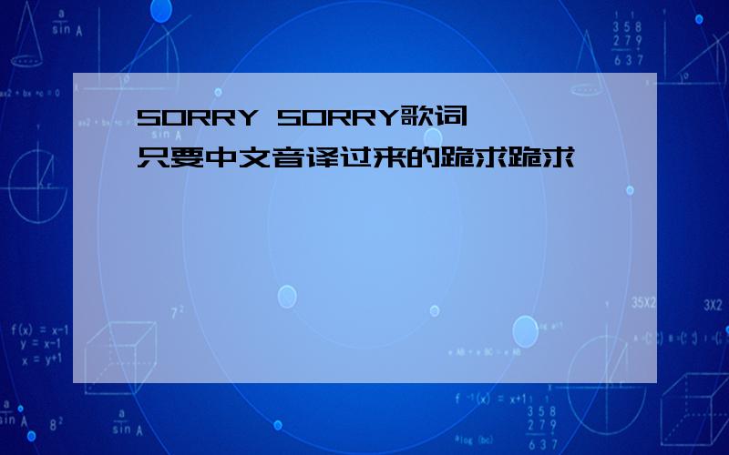SORRY SORRY歌词 只要中文音译过来的跪求跪求