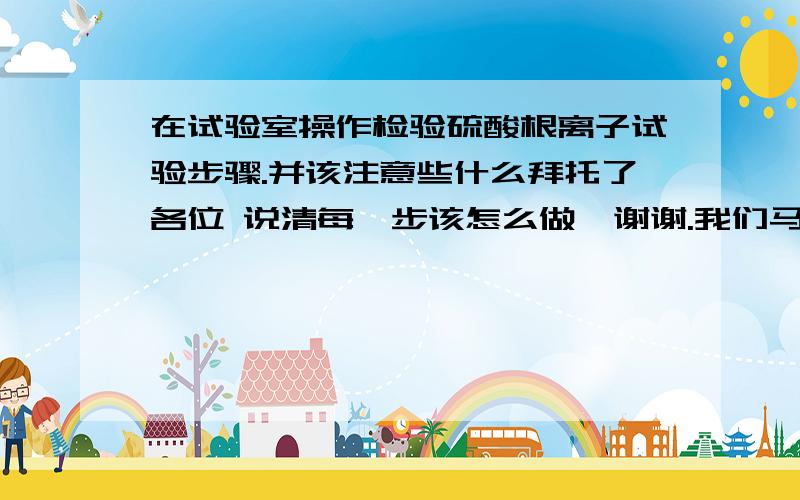 在试验室操作检验硫酸根离子试验步骤.并该注意些什么拜托了各位 说清每一步该怎么做…谢谢.我们马上要考化学试验呢!