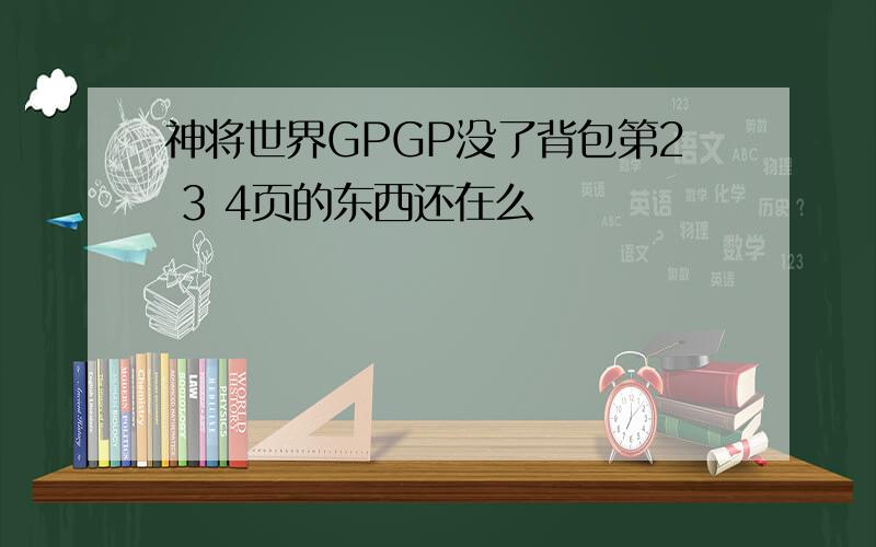 神将世界GPGP没了背包第2 3 4页的东西还在么