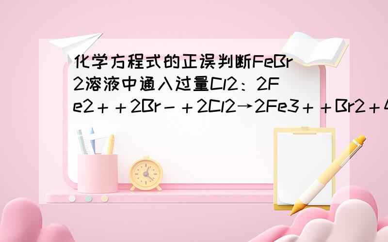 化学方程式的正误判断FeBr2溶液中通入过量Cl2：2Fe2＋＋2Br－＋2Cl2→2Fe3＋＋Br2＋4Cl－ 这个方程式哪不对