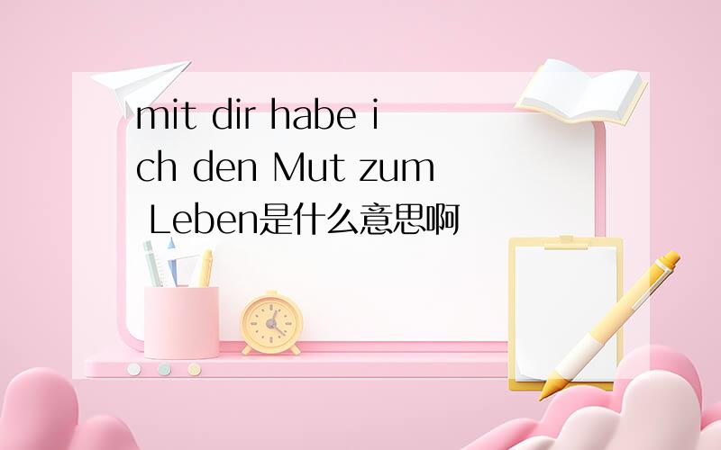 mit dir habe ich den Mut zum Leben是什么意思啊