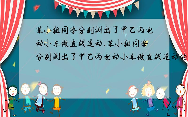 某小组同学分别测出了甲乙丙电动小车做直线运动,某小组同学分别测出了甲乙丙电动小车做直线运动的路程和时间,并依据数据作出了相应的路程——时间图像,如上图所示.观察甲乙丙车的图