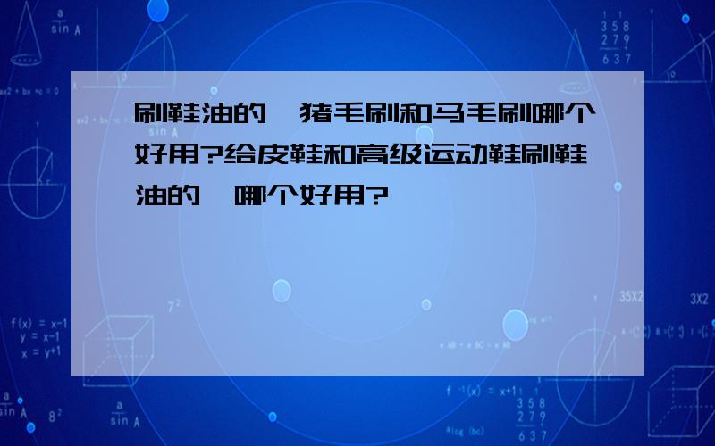 刷鞋油的,猪毛刷和马毛刷哪个好用?给皮鞋和高级运动鞋刷鞋油的,哪个好用?