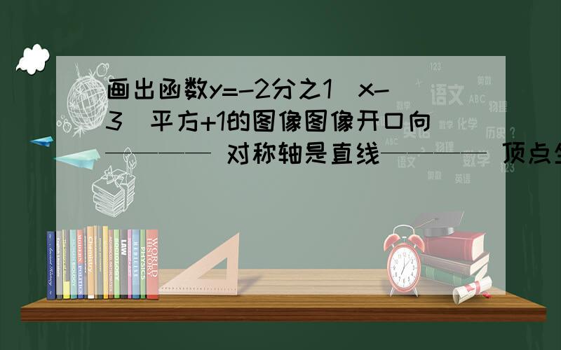 画出函数y=-2分之1（x-3）平方+1的图像图像开口向———— 对称轴是直线———— 顶点坐标是————