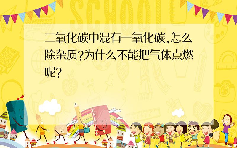 二氧化碳中混有一氧化碳,怎么除杂质?为什么不能把气体点燃呢?