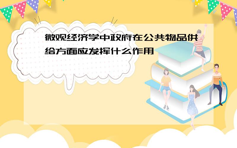 微观经济学中政府在公共物品供给方面应发挥什么作用