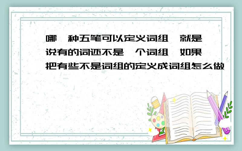 哪一种五笔可以定义词组,就是说有的词还不是一个词组,如果把有些不是词组的定义成词组怎么做