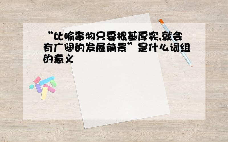 “比喻事物只要根基厚实,就会有广阔的发展前景”是什么词组的意义