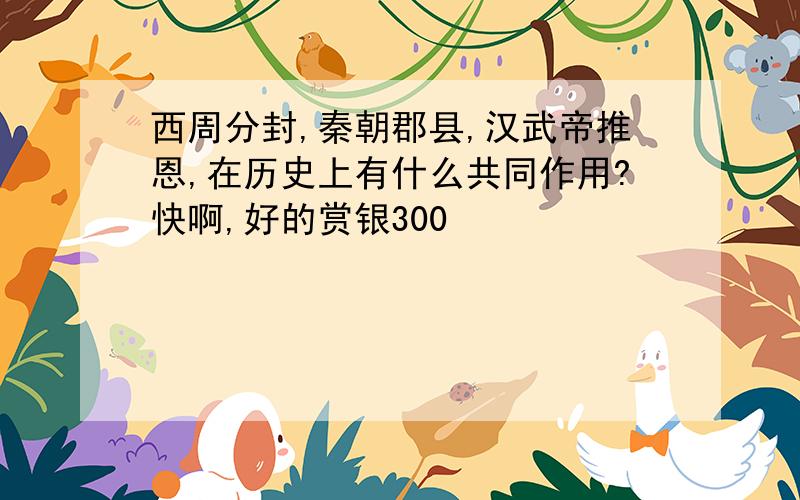 西周分封,秦朝郡县,汉武帝推恩,在历史上有什么共同作用?快啊,好的赏银300