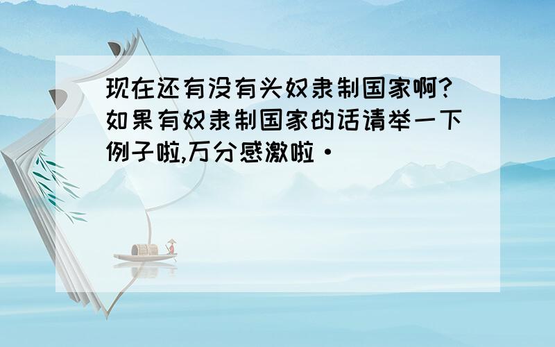 现在还有没有头奴隶制国家啊?如果有奴隶制国家的话请举一下例子啦,万分感激啦·