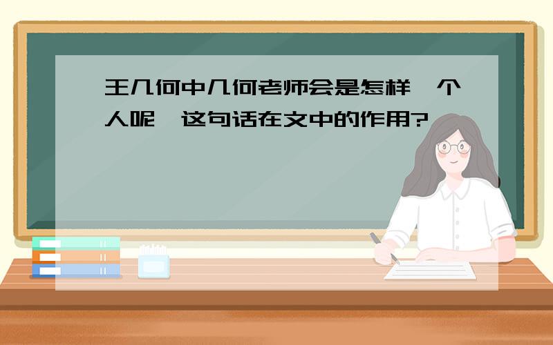 王几何中几何老师会是怎样一个人呢,这句话在文中的作用?