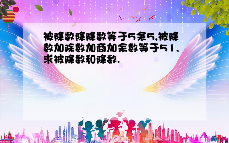 被除数除除数等于5余5,被除数加除数加商加余数等于51,求被除数和除数.