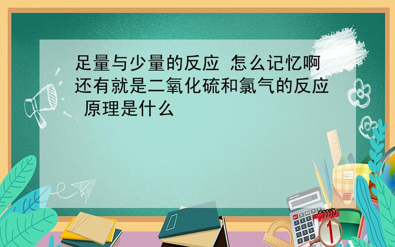 足量与少量的反应 怎么记忆啊还有就是二氧化硫和氯气的反应 原理是什么