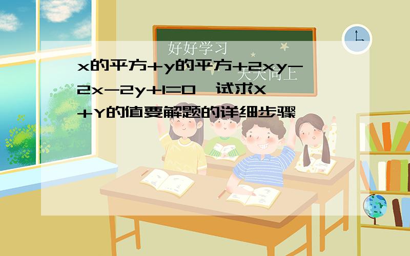 x的平方+y的平方+2xy-2x-2y+1=0  试求X+Y的值要解题的详细步骤,