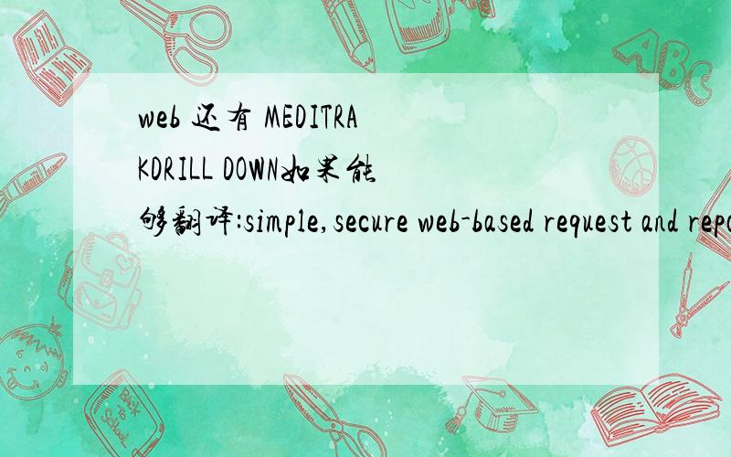 web 还有 MEDITRAKDRILL DOWN如果能够翻译:simple,secure web-based request and report interface via meditrak 最好!急