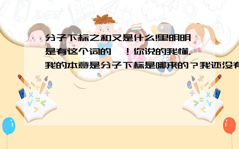 分子下标之和又是什么!里明明是有这个词的嘛！你说的我懂，我的本意是分子下标是哪来的？我还没有课本！我看的是化学辅导书！大哥大姐，叔叔阿姨们，