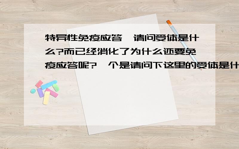 特异性免疫应答,请问受体是什么?而已经消化了为什么还要免疫应答呢?一个是请问下这里的受体是什么意思?我要怎么理解这个受体呢?它有什么作用?再有就是想问,巨噬细胞来源于非特异性免