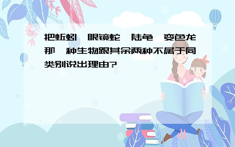 把蚯蚓、眼镜蛇、陆龟、变色龙那一种生物跟其余两种不属于同类别说出理由?