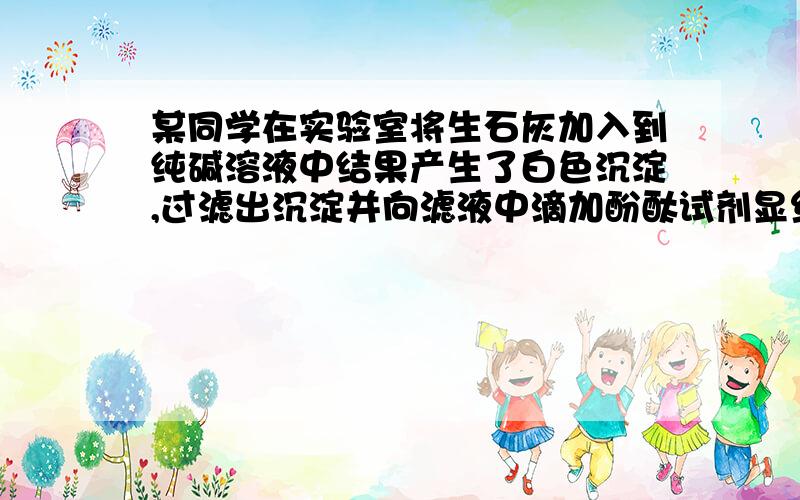 某同学在实验室将生石灰加入到纯碱溶液中结果产生了白色沉淀,过滤出沉淀并向滤液中滴加酚酞试剂显红色.请