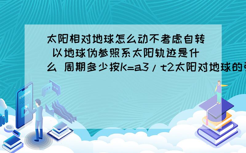 太阳相对地球怎么动不考虑自转 以地球伪参照系太阳轨迹是什么 周期多少按K=a3/t2太阳对地球的引力F=4πK M /R2地球对太阳引力F=4πK M/R2这样地球和太阳质量一样了