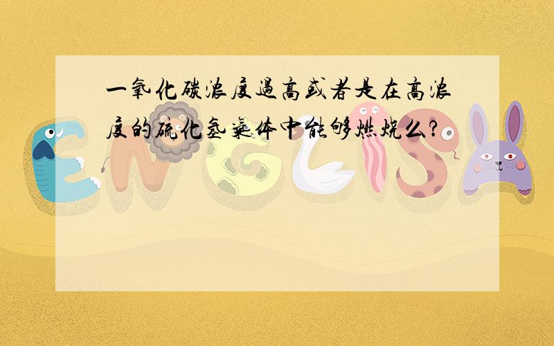 一氧化碳浓度过高或者是在高浓度的硫化氢气体中能够燃烧么?